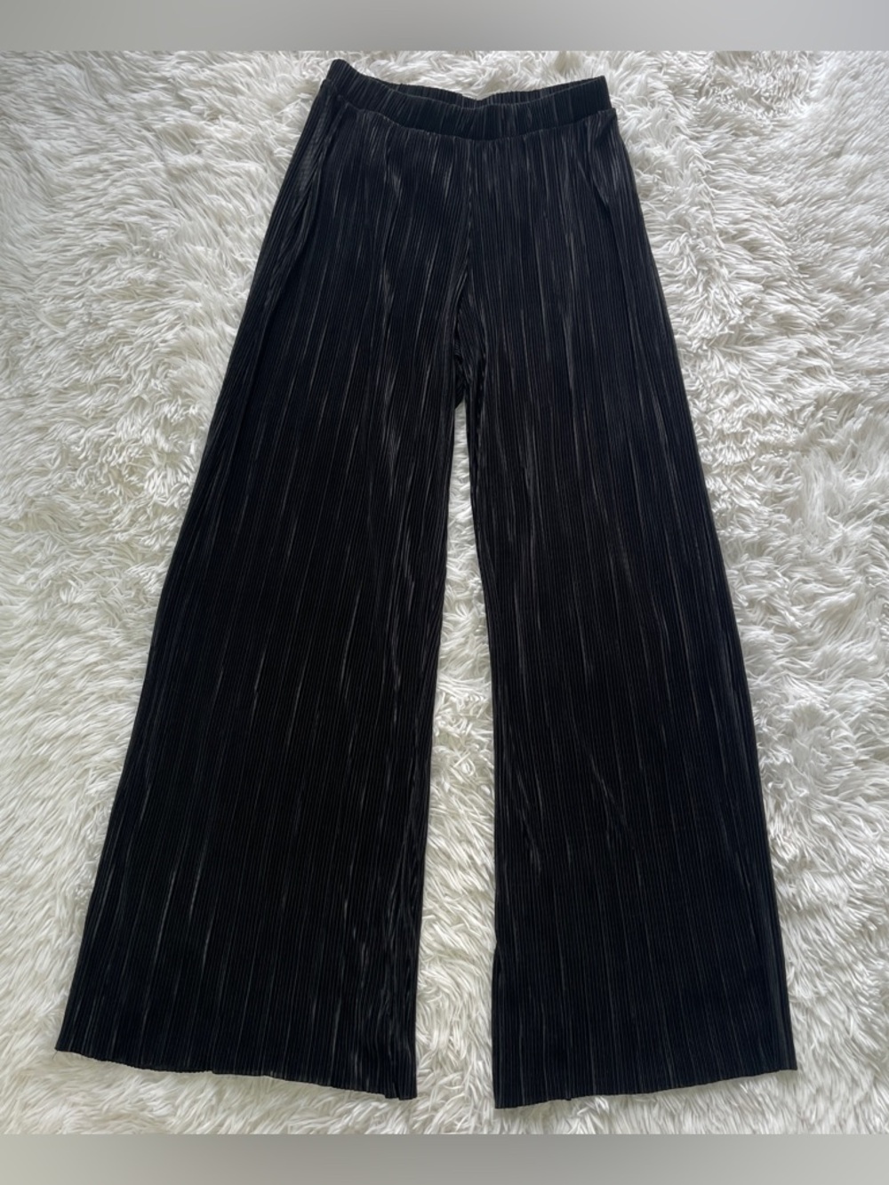 Zara Black Wide Leg Accordian Pleated Pants